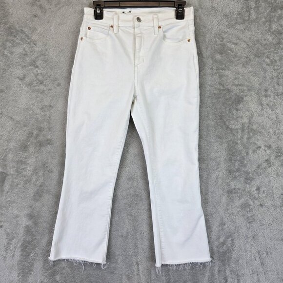 GAP Jeans Womens 4P 27 Optic White Kick Fit High Rise Raw Hem Cropped Petite - Picture 1 of 13